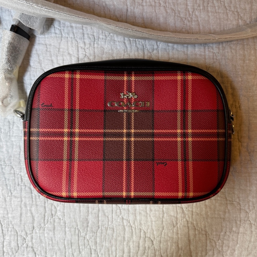 NWT Coach Jamie Camera Bag With Tartan Plaid Print